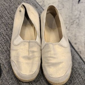 Ugg gold speckled canvas &;suede shoes